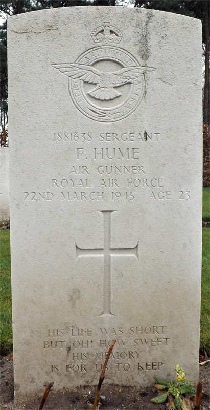 Sgt Frank Hume<br/><br /><br />died March 22nd, 1945